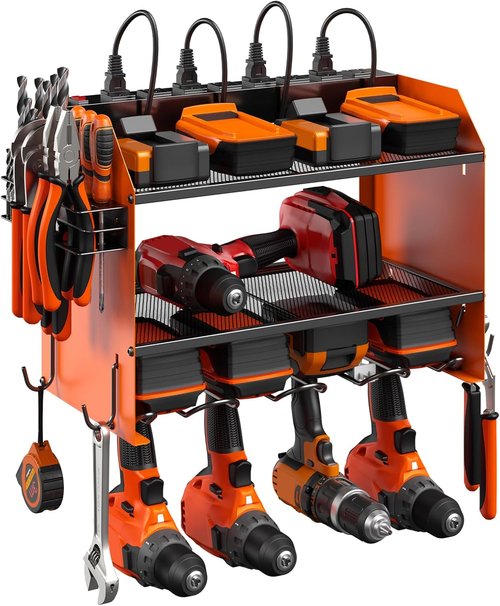 CCCEI Modular Power Tool Organizer - Wall Mount Charging Station & Heavy-Duty Storage Shelf | Orange, 1 Pack