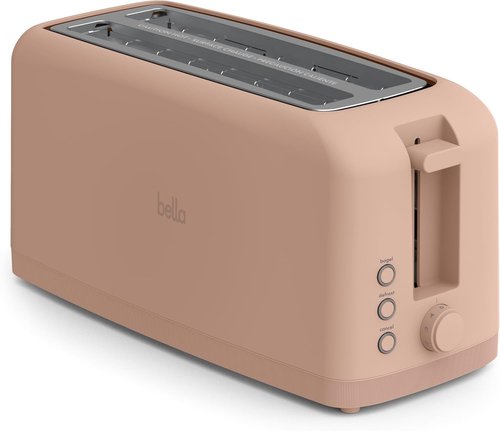 Bella 4 Slice Slim Toaster - 6 Setting Shade Control, Reheat & Cancel Buttons | 10” Long Slot, Blossom Color
