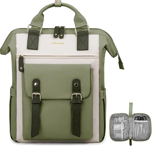Backpack Backpacks Daypack,Green 15.6in LOVEVOOK Laptop for Women, Teacher Nurse Bag Work Travel Computer Purse,Water