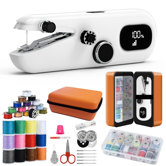 Handheld Sewing Machine, Portable Mini Sewing Machine for Beginners & Adults - Smart LCD Screen, USB-C Fast Charge, 3-Speed Control & Complete Sewing Kit for Home DIY, Fabric Repair and Crafts