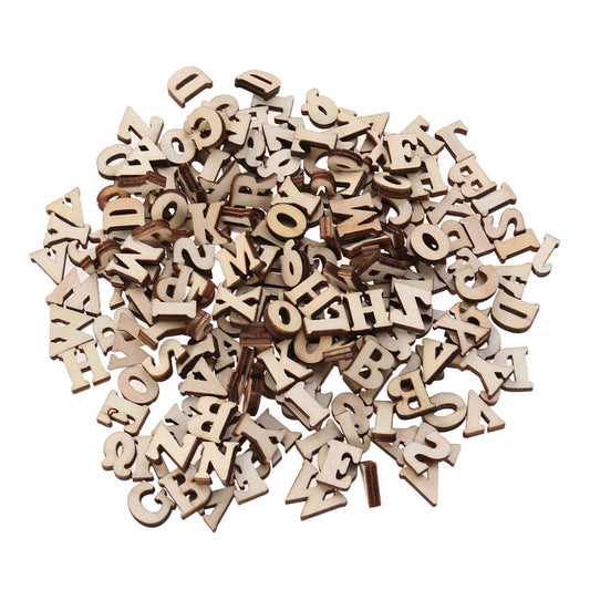 100pcs Wooden Letters for Wood Crafts Rustic Home Decor 1/4 inch Wood Alphabet Letters Stickers Wedding Scrapbook Mini Unfinished Mini Blank Wooden, Random