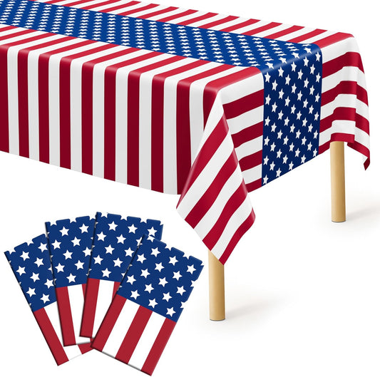 Regine Switzerland 4th of July Tablecloths - 108" x 54" Rectangular Red, White & Blue Design for Patriotic Celebrations