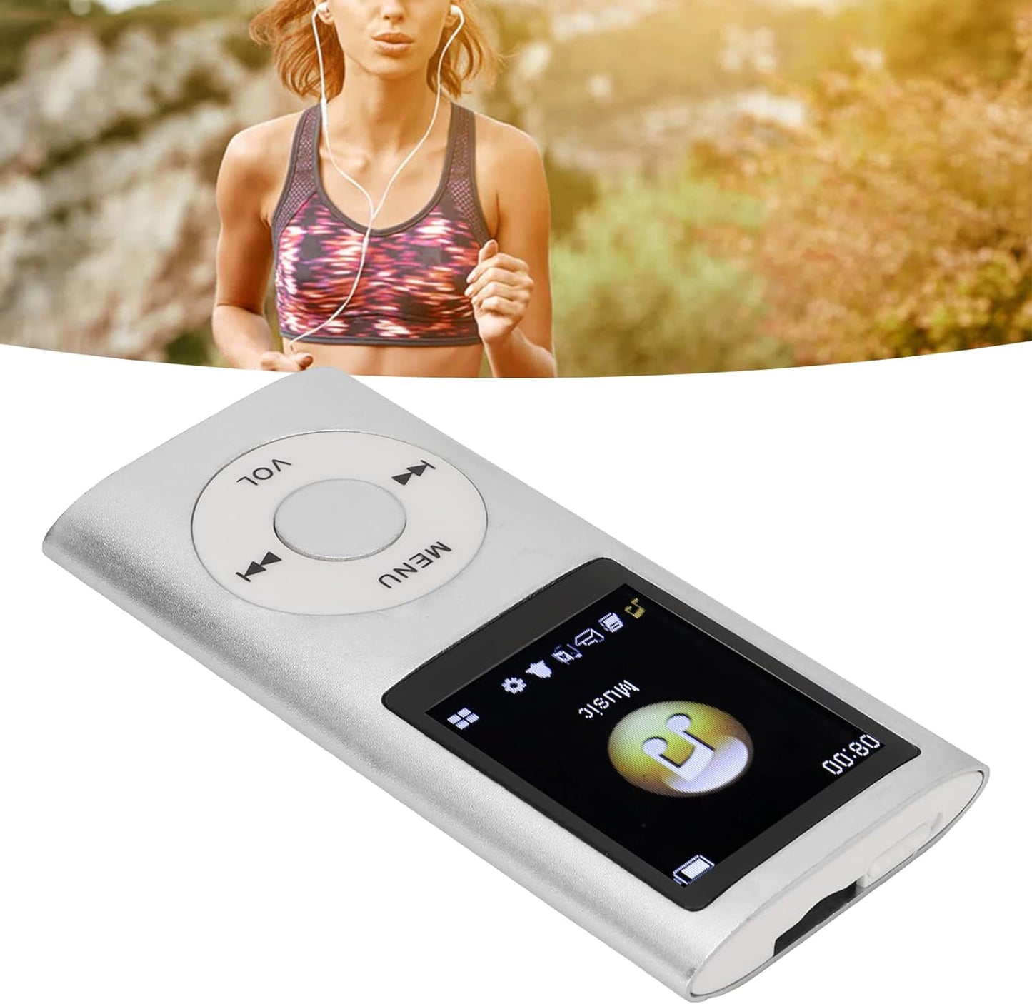 Akozon MP3 Player,MP3 1.8 Inch MP3 Player Stylish Multifunctional Lossless Sound Slim LCD Screen Portable Player