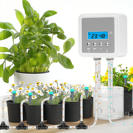 DAOTAILI Smart Automatic Plant Watering System for 20 Pots - Dual Pump Indoor Drip Irrigation Kit with 30-Day Programmable Timer & USB-C Charging
