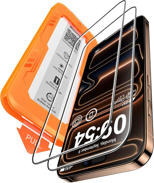 17 6.9 inch, 9H+ 2 Pack BossKiss for iPhone Pro Max Screen Protector [TOP Hardness] [Military Grade Shatter Protection]