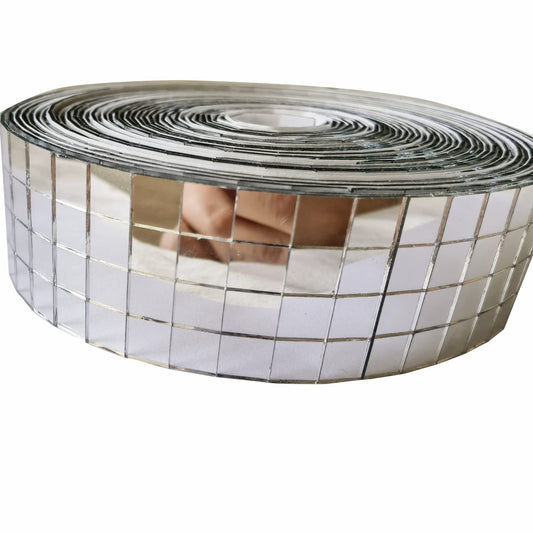 1000pcs Mini 0.4 x 0.4 inch Mirror Squares Self-Adhesive,Real Glass Mirror Roll, Decorative Mirror Sticker Sheet DIY Accessory Mirrors Mosaic Tiles (Mirror Silver, 2.5 Meters)