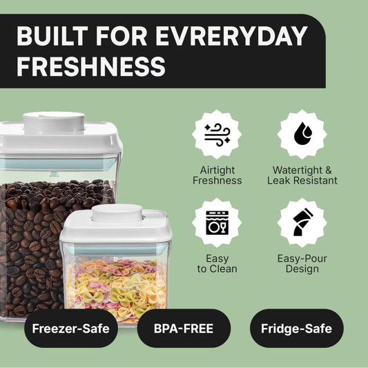 Bop Top Airtight Food Storage Containers with Lid 2 Cups / 16 oz | Kitchen Canister Sets | Air Tight Pantry Container | Pop Top Dry Food Storage Containers for Snacks, Sugar, Flour, Baking, Pasta