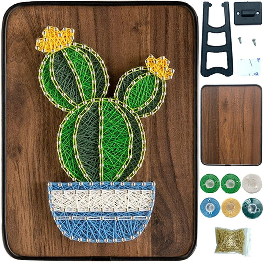 BAZIMA DIY String Art Kit for Beginner, DIY Cactus Potted Craft Kit,Unique Gift,Craft Kit for Holidays