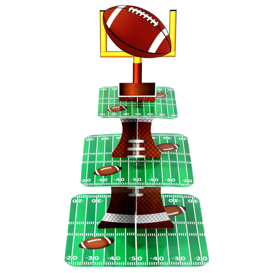 Nuenen Football Theme Party Cupcake Stand Decorations, 3 Tier Cupcake Concession Tower Sports Theme Birthday Dessert Stand Holder for Sports Tailgate Party Supplies Decoration (Football)
