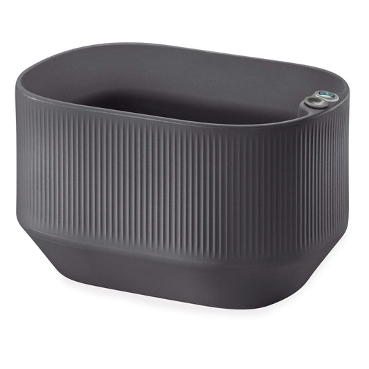 Crescent Garden Modular Trough Planter Box, Self-Watering Pot for Indoor and Outdoor Plants, Modern Planter 20"x14"x12" (Slate)