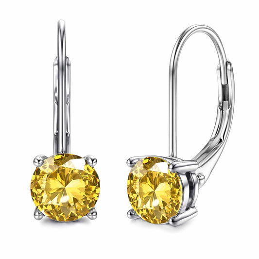 Blahanna Moissanite Earrings,1.0ct-2.0ct D Color Brilliant Round Cut Earrings S925 Sterling Silver Dangle Earrings Moissanite Leverback Drop Earring