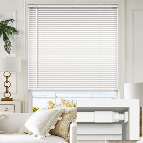 LazBlinds Vinyl Mini Blinds - Cordless Light Filtering Window Shades | 21" W x 36" H, White