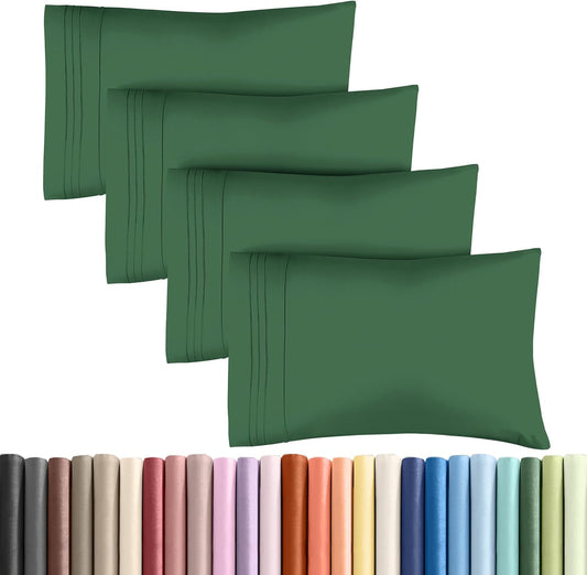 Skiennix Queen Pillow Cases Set of 4 - Ultra Soft Hotel Quality - Wrinkle Free & Fade Resistant - Emerald Green