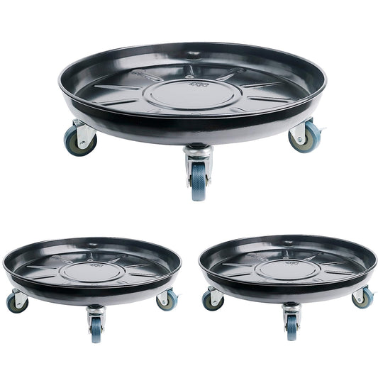 Kaoolaa Plant Caddy with Wheels 12 Inch 2 Pack, Heavy Duty Metal Plant Stand & Dolly with Lockable Casters, Holds 160 lbs for Indoor Outdoor Large Flower Pots, Black