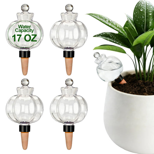 Bigmeta 4pcs 17oz Leakproof Plant Watering Globes - Top Fill Self Watering Planter Insert, Slow Release Water Bulbs with Terracotta Spikes for Indoor Plants