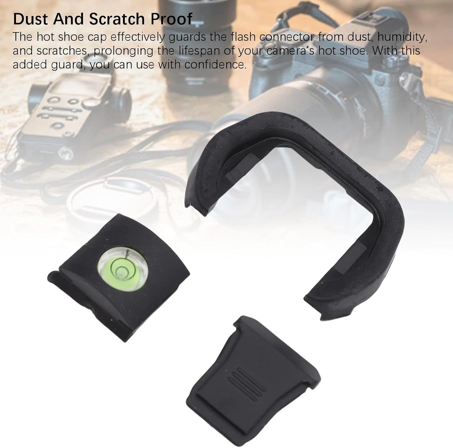 Camera Eyecup, Soft Silicone Hot Shoe Cover Kit Bubble Spirit Level Photography Accessory for Enhanced Viewfinder