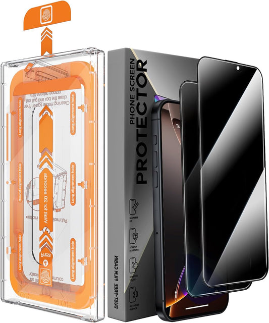 2 Packs 16 6.3-inch 9H+ [10X X-it Privacy Screen Protector for iPhone Pro - [Auto-Dust Removal] Tempered Glass Military