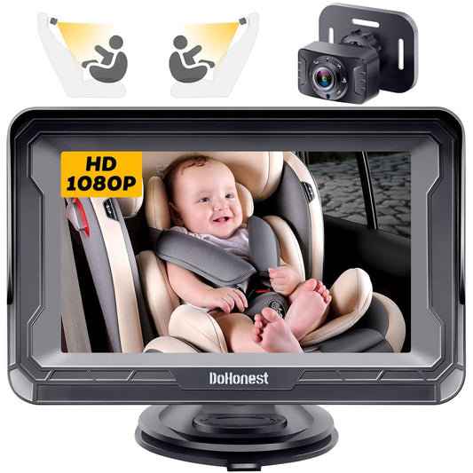 1080P Setup, DoHonest Baby Car Camera HD - Rear-Facing Car Baby Monitor with Night Vision, Adjustable View Angle, Easy