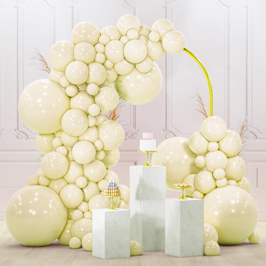 PartyWoo Pastel Yellow Balloons - 120pcs Assorted Sizes for Baby Showers & Birthday Decor | Light Yellow Arch Kit