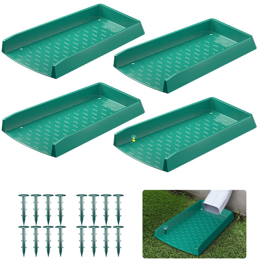 4 Pack Rain Gutter Downspout Extensions, 12” Extra-Wide Gutter Downspout Extensions for Water Drainage, Down Spout Extender, Drain Gutter Guard Diverter, Drainage to Protect House Foundations, Green
