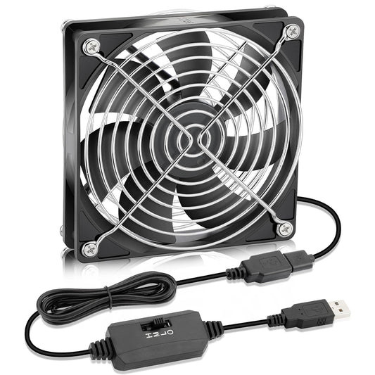 120mm 25mm 5V 3 x DC Brushless USB PC Case DVR CPU Cooling Fan with Speed Controller for WiFi Modem Cabinet Xbox DVR