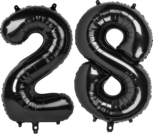 Skiennix 40-Inch Black Number 28 Balloon - Jumbo Mylar Foil Helium Decoration for Parties