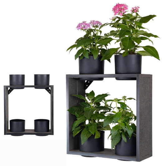 Vioscapes Urban Garden Decor with Pots Included, Case Planters for Indoor Outdoor Plants, Hanging Flowerpots, Wall Hanging Plant Holder Window Plant Shelves (Coffee Brown, Case)