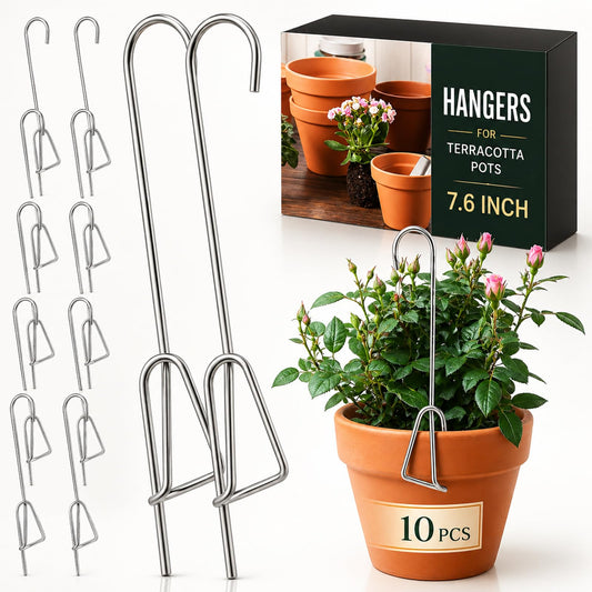 Blulu 10 Pcs 7.6 Inch Orchid Hanger Clip on Pot Hanger for Orchids Metal Wall Pot Hooks for Indoor and Outdoor Vertical Garden Plants