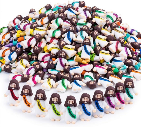 Skiennix 100PCS Mini Jesus Figurines - Perfect Religious Easter Egg Stuffers & Gifts