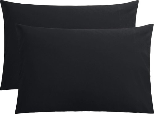 FLXXIE Pillow Cases - Soft Microfiber Queen Pillow Covers | Wrinkle Resistant, 2-Piece Set, 20x30, Black