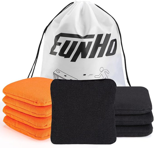 EunHo Cornhole Bags Set of 8 Regulation Size & Weight Corn Hole Bean Bags Official Professional All Weather for Tossing Game with Carry Case