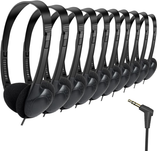12 Pack Set 3.5mm 12 Pack) Classroom Headphones Bulk Class for School Students Kids and Adult -Sturdy Wired Plug