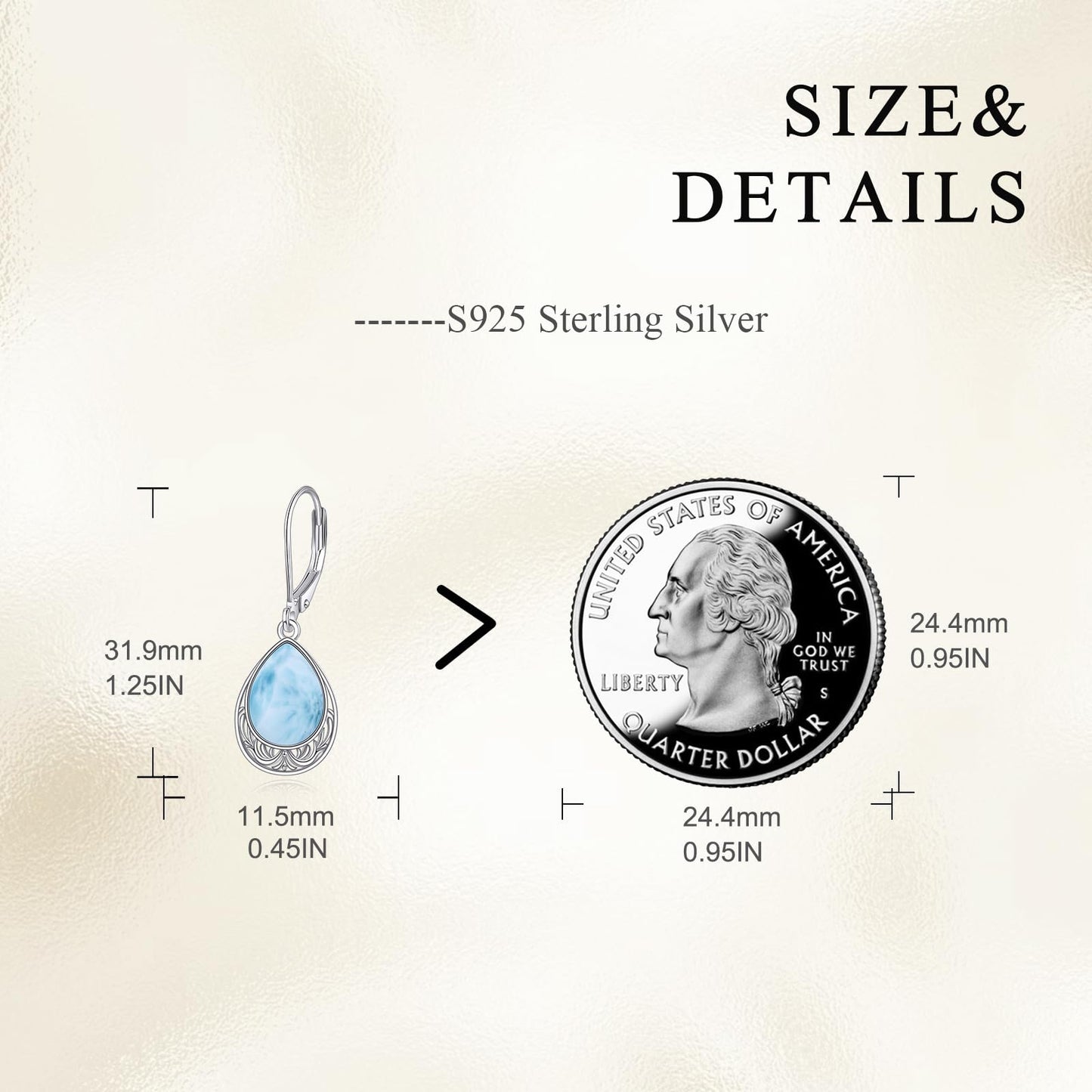 VONALA Larimar Earrings 925 Sterling Silver Larimar Leverback Earrings Teardrop Dangle Dangling Earrings Filigree Jewelry Gift for Women