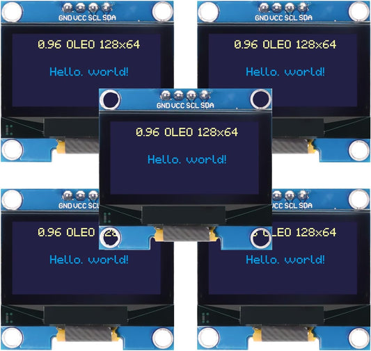 AYWHP 5 0.96 Inch I2C 128x64 Pcs OLED IIC Display Module, Pixel Serial Display Board, Module for Arduino Display