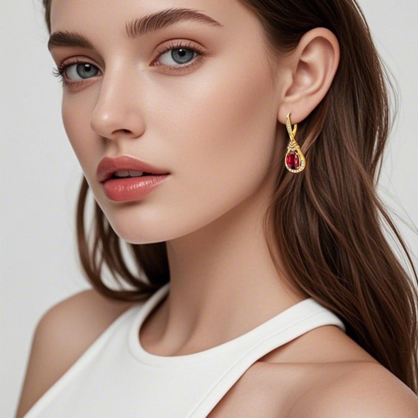 Red Garnet Earrings Gifts for Women Sterling Silver January Birthstone Teardrop Leverback Drop Earring for Women 18K Gold Plated Wedding Jewelry for the Bride Earrings Birthday Gifts for Mom Party