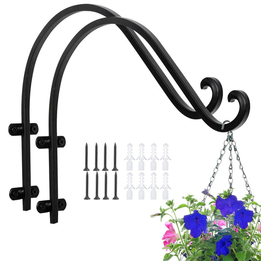 2 Pack Plant Hangers Outdoor, 16 Inch Hanging Basket for Plants Outdoor Brackets, Heavy Duty Plant Hanger Bracket with 80lbs Weight Capacity for Hanging Baskets,Bird Feeders,Lanterns and Wind Chimes
