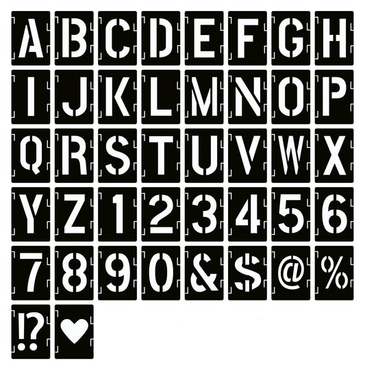 12 Inch Letter Stencils Symbol Numbers Craft Stencils, 42 Pcs Reusable Alphabet Templates Interlocking Stencil Kit for Painting on Wood, Wall, Fabric, Rock, Sign (Font Height is 12 Inch)