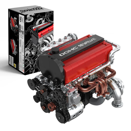 KMS 4G63 Engine Model Kit to Build, 1008 Pcs JDM Legend Car Engine Building Blocks Set for Adults, Miniature 4-Cylinder Turbo Motor Assembly Mechanic Display, Unique Gifts for Men and Teens