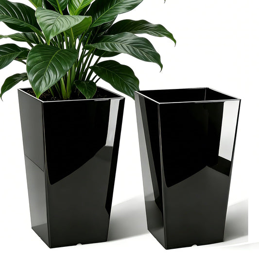 QCQHDU 21 inch Large Tall Taper Planters for Indoor & Outdoor Plants, 2 Pack Durable Plant-Flower-Tree Pots for Front Porch Patio Living Room Home Garden Decor