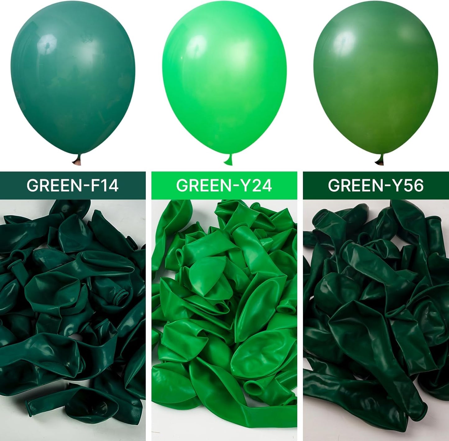 PartyWoo Green Balloons - 140-Piece Dark Green Balloon Arch Kit for Birthday & Graduation Decor | Various Sizes 5-18 Inches