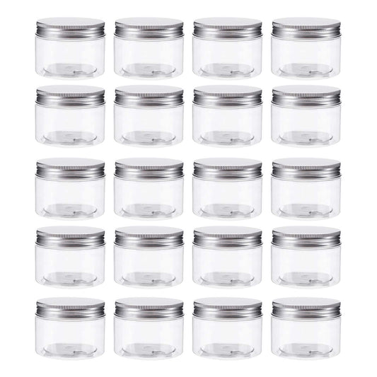 Bekith 20 Pack 4 Ounce Clear Plastic Storage Jars Containers With Screw-on Lids, Refillable BPA Free Small Round Slime Containers for Kitchen & Household Storage