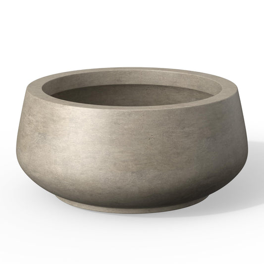 Kante 16.9" Dia Round Concrete Bonsai Planters, Outdoor Indoor Garden Plant Pot with Drainage Hole for Home, Patio, Garden, Weathered Concrete
