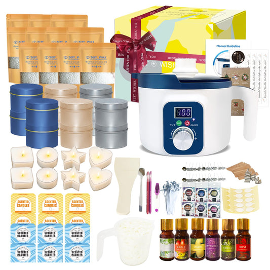 DIY Candle Making Kit for Adults with Smart Wax Melting Pot, Soy Wax, 12 Jars, 8 Tealight Candle Molds, Wax Making Kit for Candles with Digital Wax Melting Pot