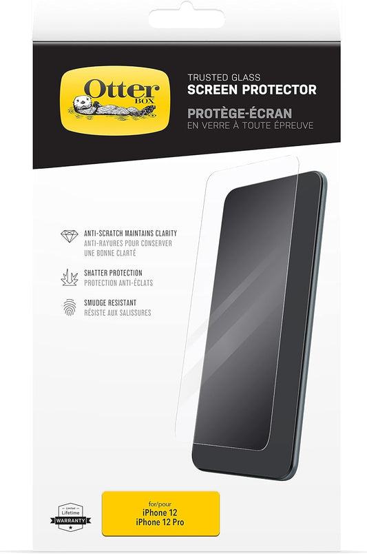 12 12 2) OtterBox TRUSTED GLASS Screen Protector for iPhone & iPhone Pro - CLEAR (GEN (Single unit ships in Polybag