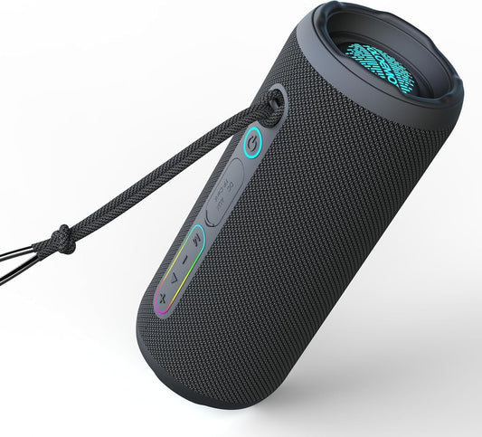 YOLOEMOT 24W IPX7 12H Portable Bluetooth Speaker, Deep Bass, Waterproof, TWS Pairing, RGB Lights, Playtime, Outdoor