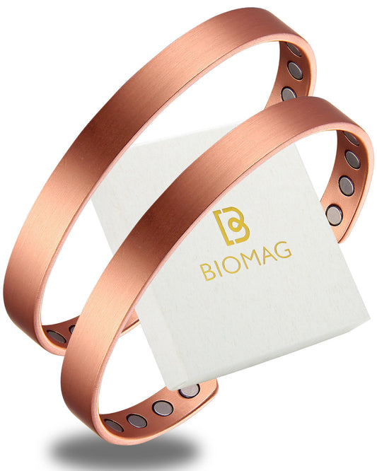 BioMag 2Pcs 99.99% Copper Bracelet for Women, Adjustable Magnetic Bracelets Bangle Cuff with 3500 Gauss Magnets, Jewelry Gift (Copper)