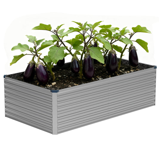 Vengarus 6x3x2FT Galvanized Raised Garden Bed Kit, Deep Root Planter Box Outdoor Large Planter Raised Beds for Planting Flowers,Vegetables and Herbs-Silver