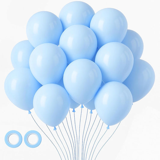 Voircoloria 105pcs Baby Blue Balloons - 12-Inch Latex Party Decorations for Birthdays & Celebrations