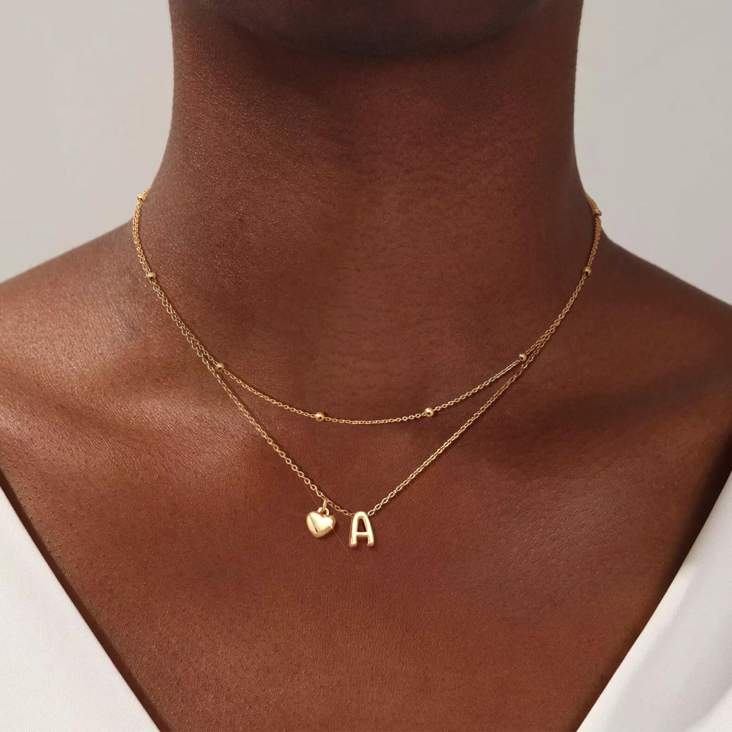 adoyi Gold Heart Initial Necklaces for Women Hers Dainty 14K Gold Plated Heart Layered Letter T Pendant Necklace Stack Trendy Jewelry Birthday Valentines Gifts for Women Jewelry