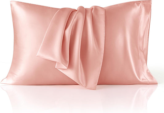 Bedsure King Size Satin Pillowcase Set - Peach Pink Silky Pillow Cases for Hair & Skin | 20x36 Inches, 2-Pack